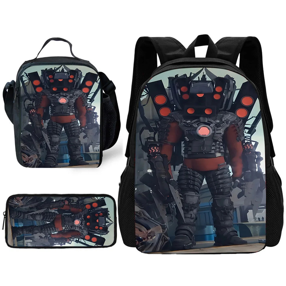 Sac à dos Skibidi - Cartable Scolaire, sac à Bandoulière, trousse