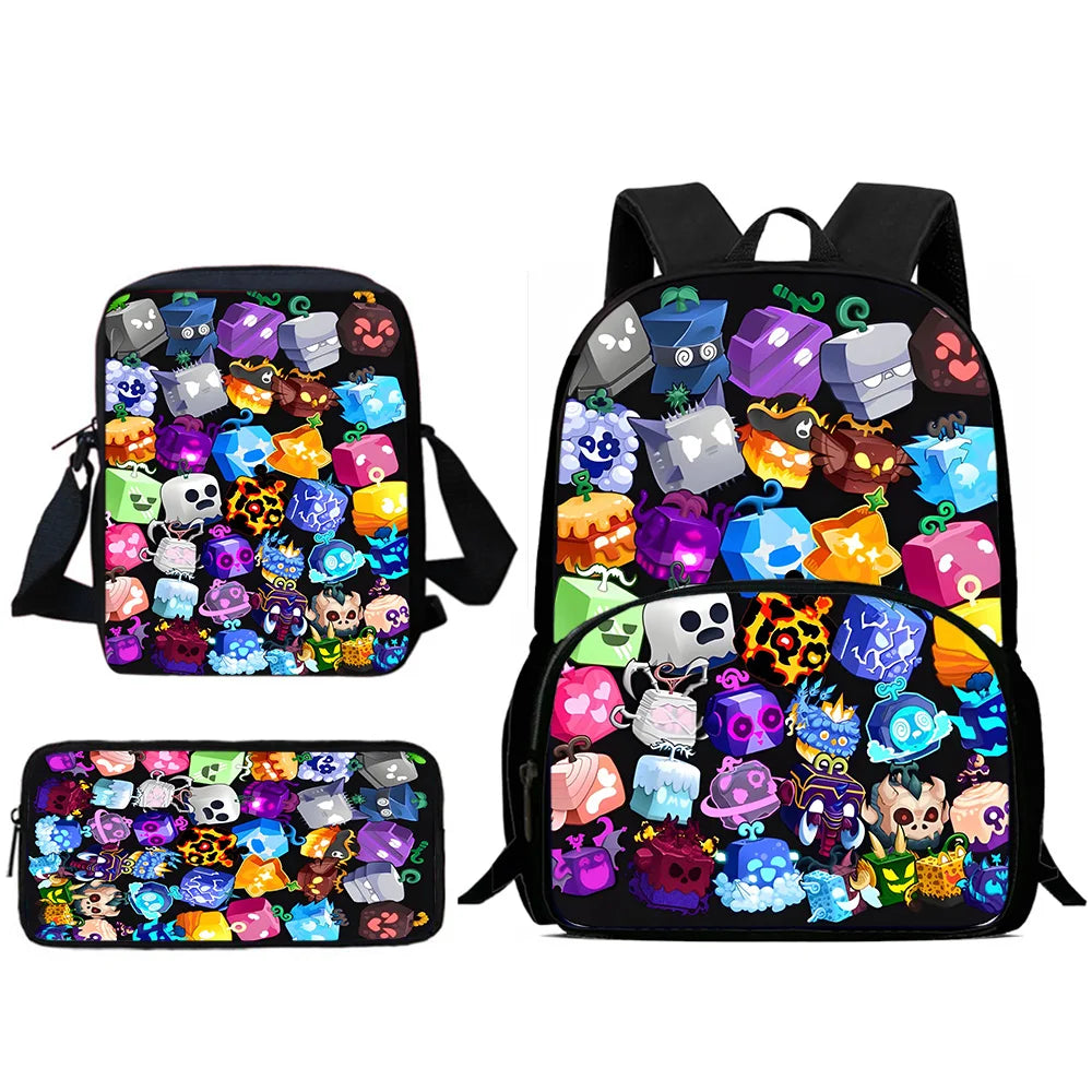 Sac à dos Blox Fruits Gaming - Cartable Scolaire, sac à bandoulière, Trousse