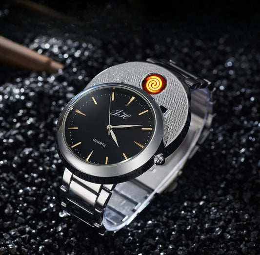 Montre Briquet USB - Montre Allume-Cigare Rechargeable Électrique Homme