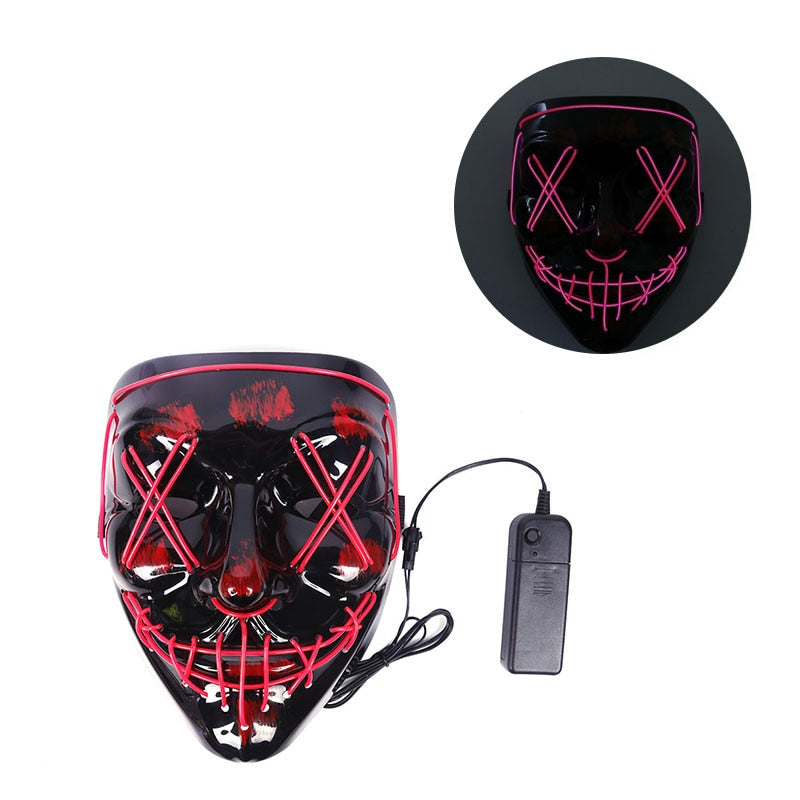 Masque à LED lumineux - masque lumineux, déguisement pour halloween