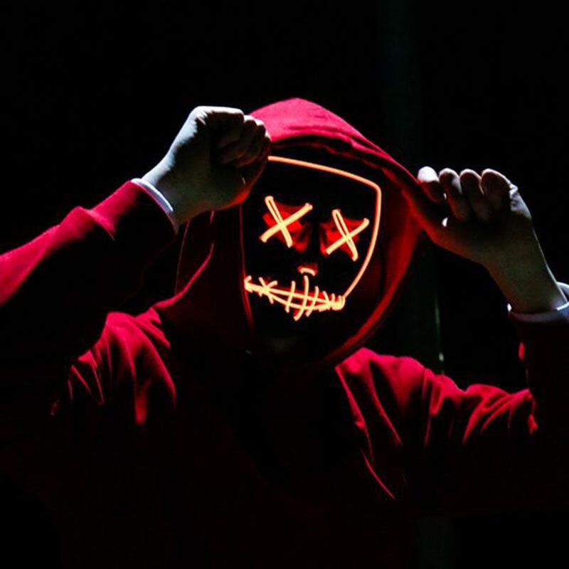 Masque à LED lumineux - masque lumineux, déguisement pour halloween