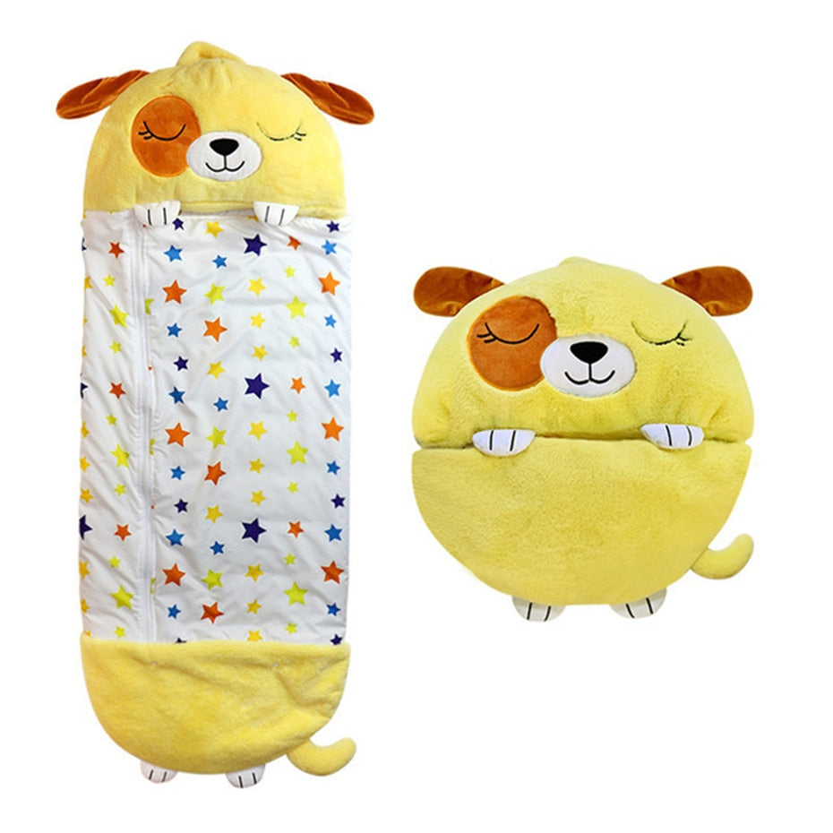 Sac de Couchage Enfant 2 en 1 - Oreiller Peluche Animal Confortable Garçon Fille