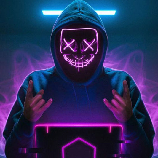 Masque LED Lumineux - Masque Néon Électronique Halloween Soirée Déguisement