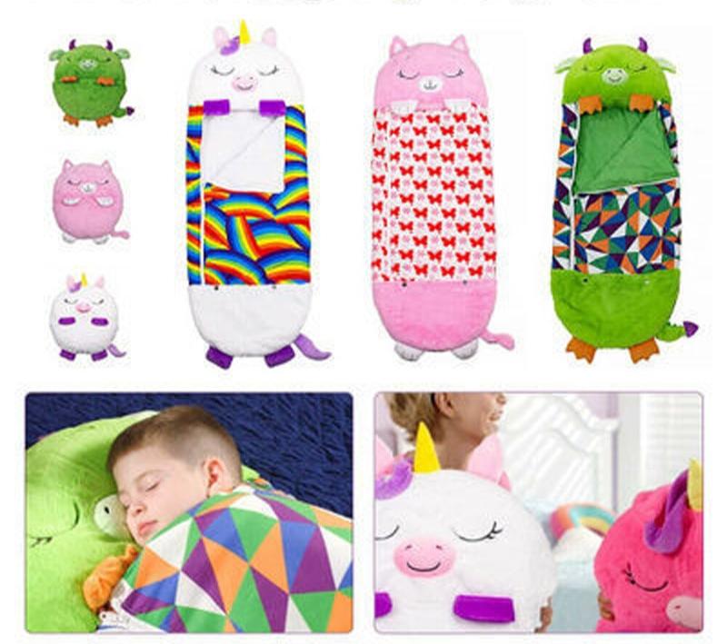 Sac de Couchage Enfant 2 en 1 - Oreiller Peluche Animal Confortable Garçon Fille