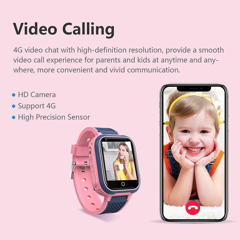 Montre Connectée Enfant 4G Vidéo - Smartwatch GPS Appel Vidéo Garçon Fille