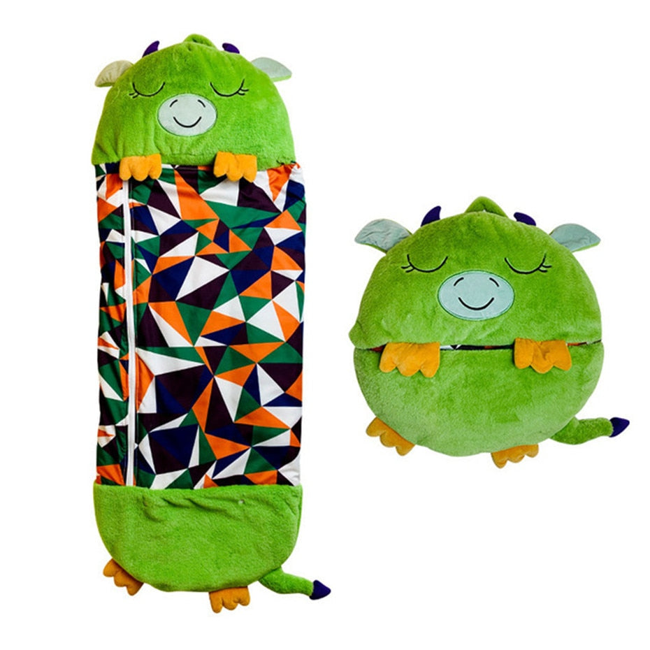Sac de Couchage Enfant 2 en 1 - Oreiller Peluche Animal Confortable Garçon Fille