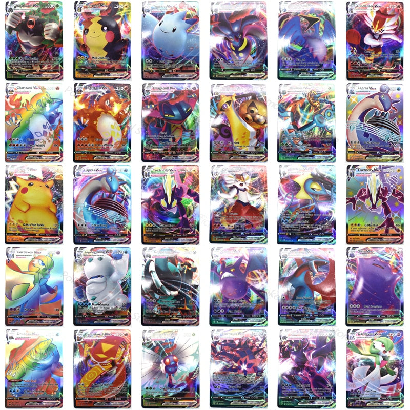 Cartes Pokémon, jeu de carte pokémon VMAX, GX, MEGA, carte brillante, carte de combat