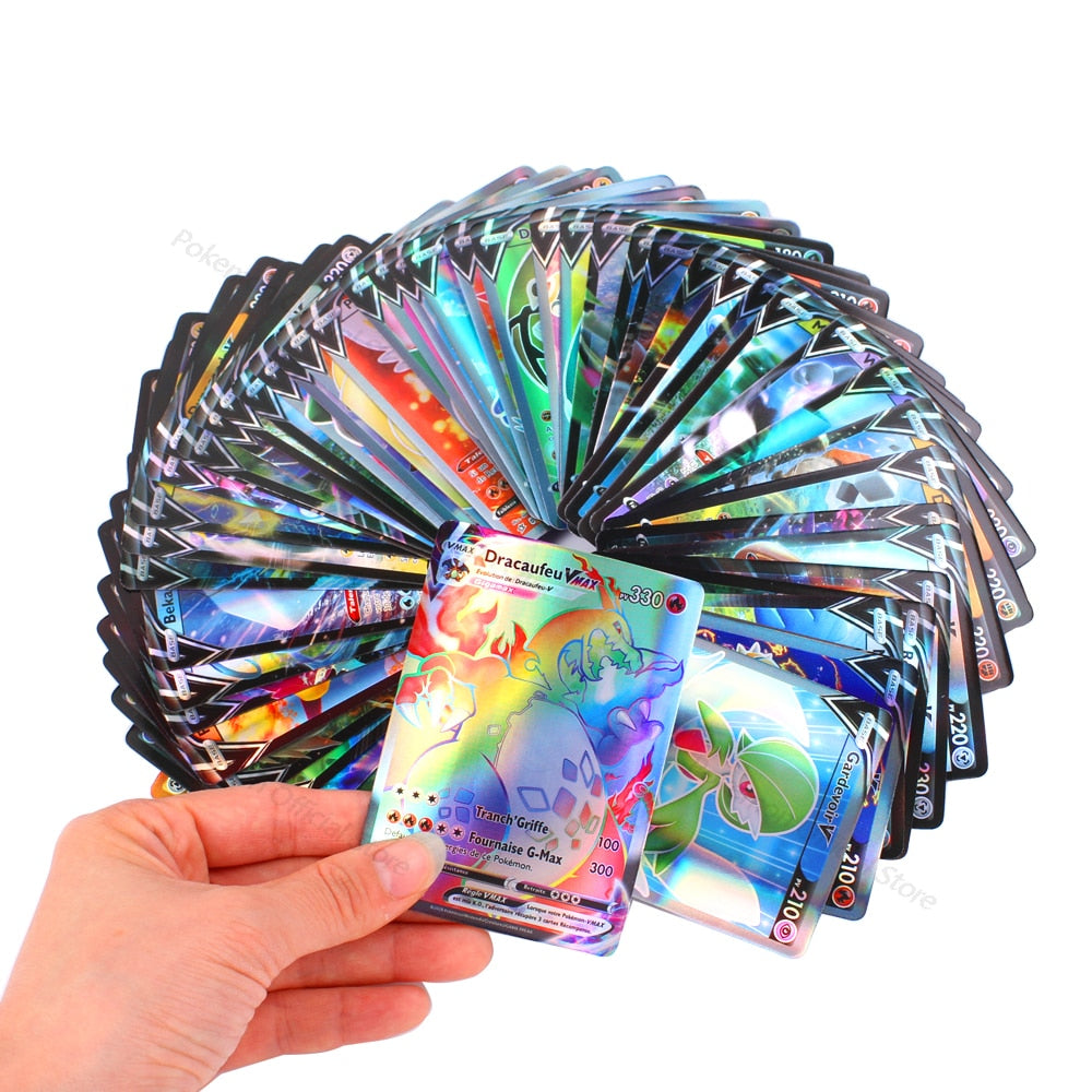 Cartes Pokémon, jeu de carte pokémon VMAX, GX, MEGA, carte brillante, carte de combat