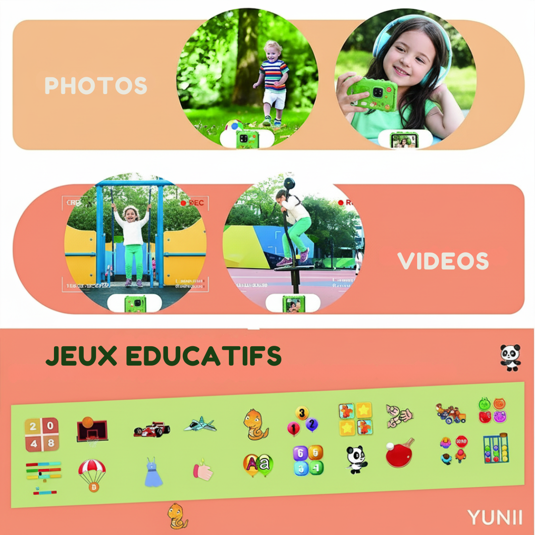 Smartphone Musical Licorne & Dino Enfant - Téléphone Jouet Éducatif Écran Tactile 8GB