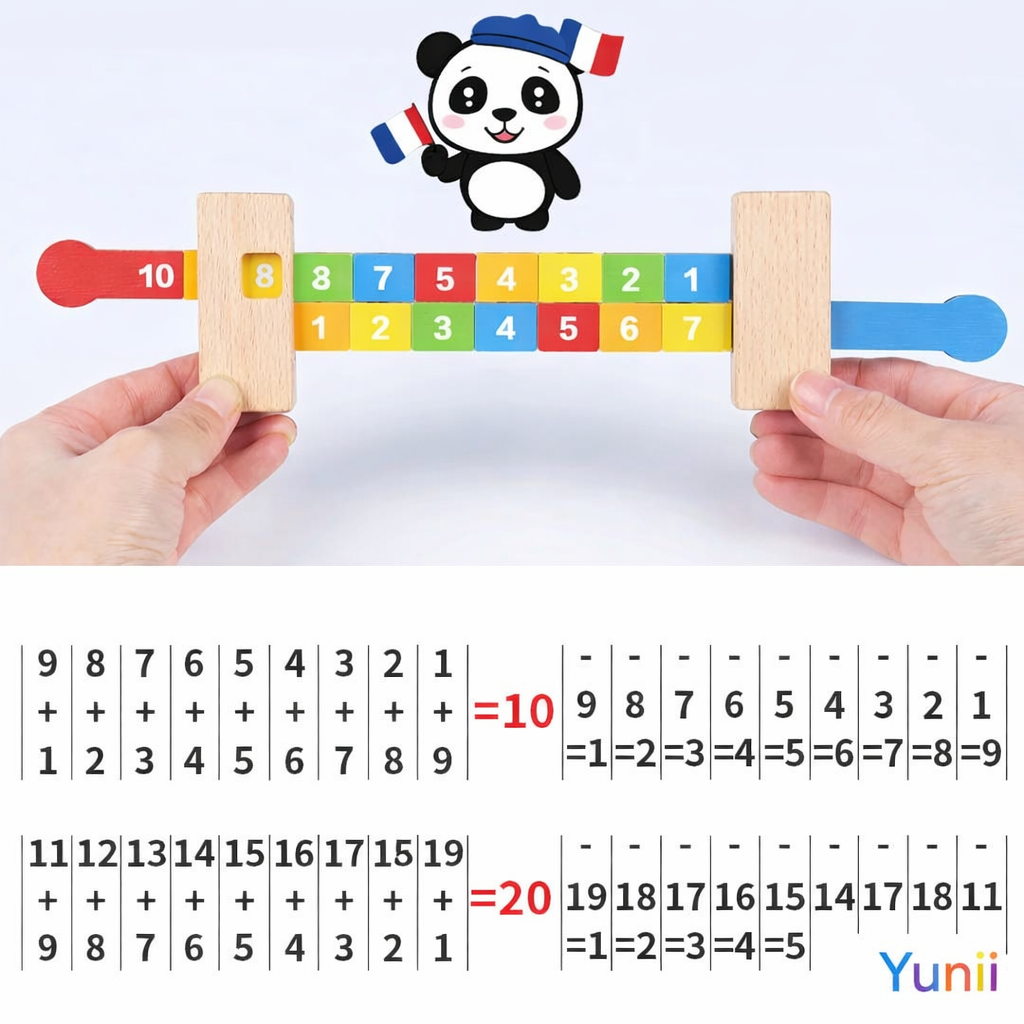 Réglette Mathématique Montessori en Bois - Apprentissage Addition & Soustraction