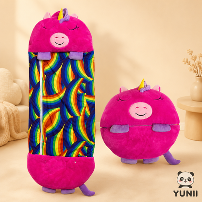Sac de Couchage Enfant 2-en-1 – Oreiller Peluche Animal