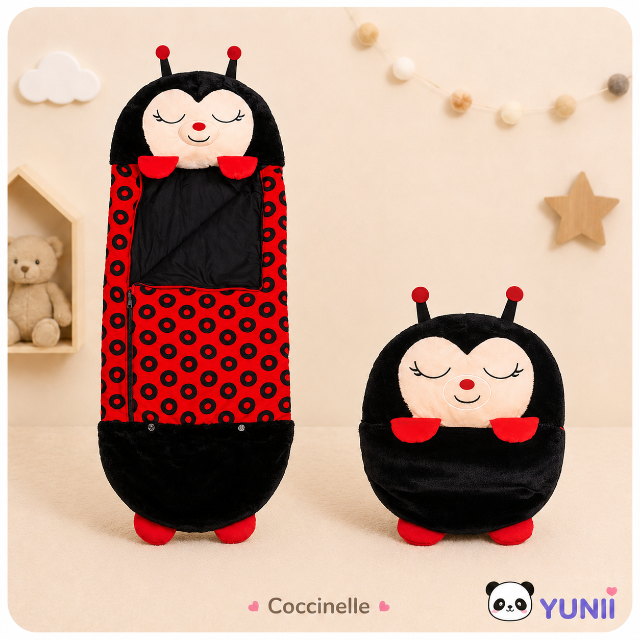 Sac de Couchage Enfant 2-en-1 – Oreiller Peluche Animal