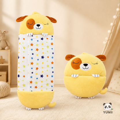Sac de Couchage Enfant 2-en-1 – Oreiller Peluche Animal