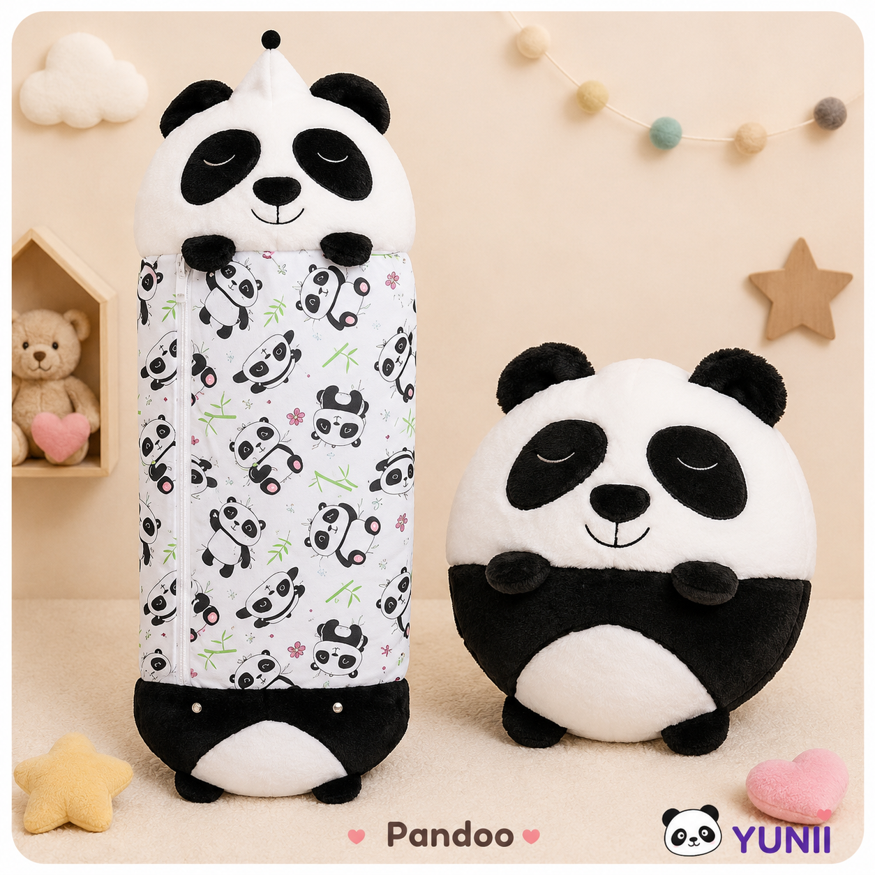 Sac de Couchage Enfant 2-en-1 – Oreiller Peluche Animal