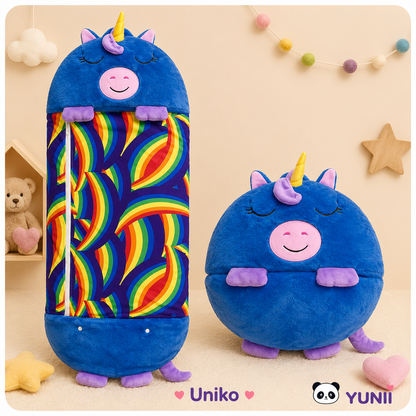 Sac de Couchage Enfant 2-en-1 – Oreiller Peluche Animal