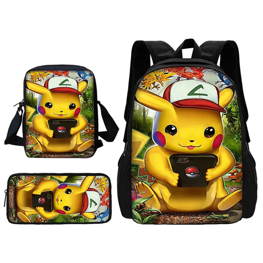 Sac à dos Pokémon - Cartable Scolaire - Sac à bandoulière, trousse