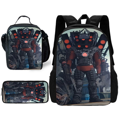 Sac à dos Skibidi - Cartable Scolaire, sac à Bandoulière, trousse