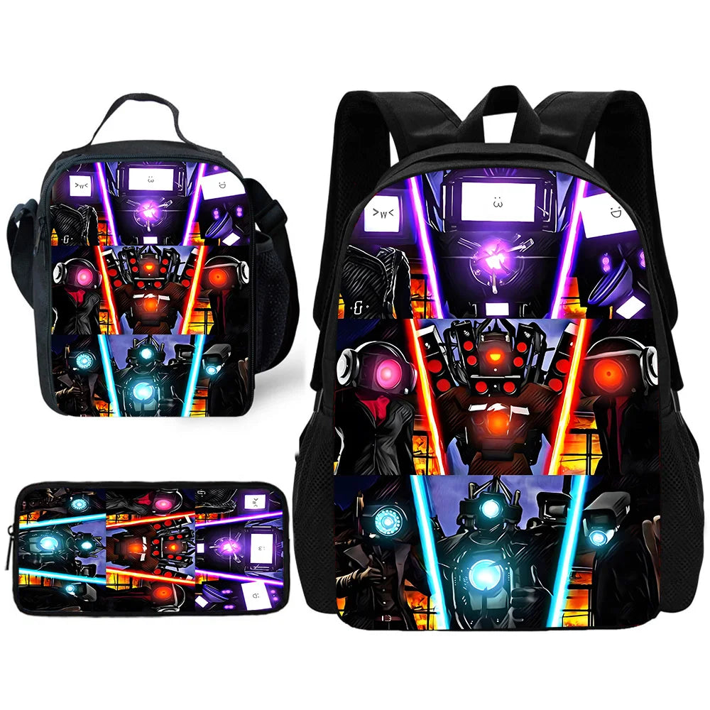 Sac à dos Skibidi - Cartable Scolaire, sac à Bandoulière, trousse