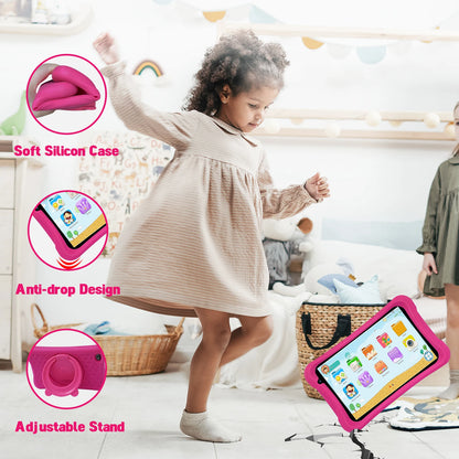 Tablette Enfant 8 Pouces Android 13 - 64GB ROM, Contrôle Parental, Coque Protection - Éducative 3-12 ans