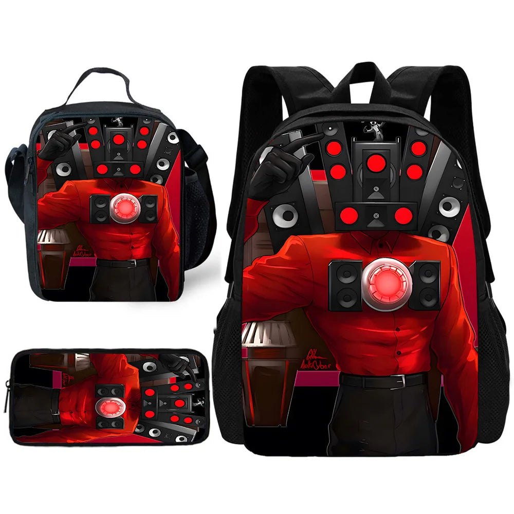 Sac à dos Skibidi - Cartable Scolaire, sac à Bandoulière, trousse