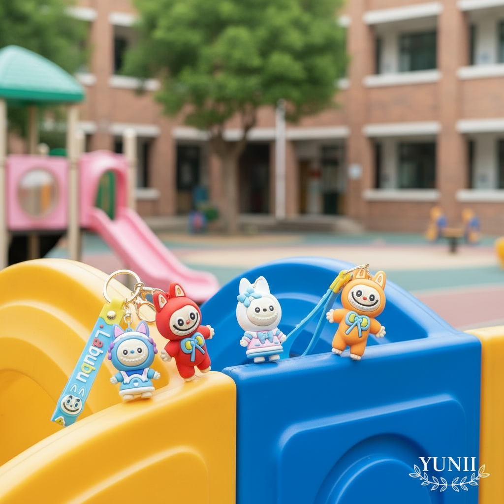 Collection porte-clés Labubu dans la cour d'école - YUNII