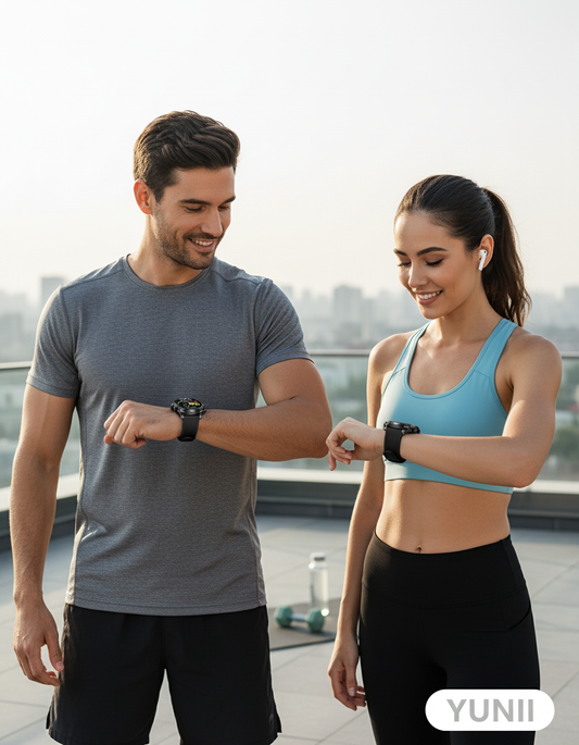 Couple portant les Smart Watch Duo - lifestyle YUNII