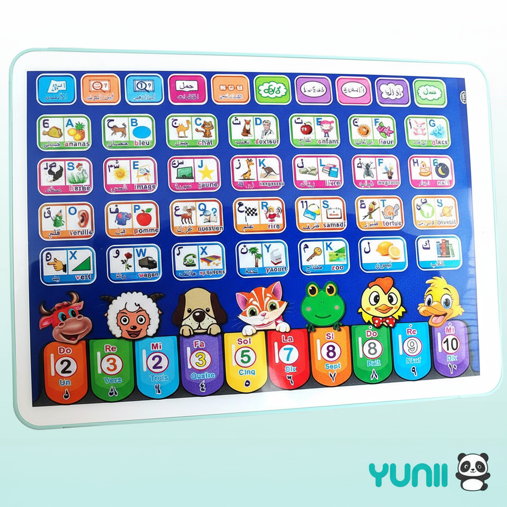 Détails tablette éducative YUNII Français-Arabe
