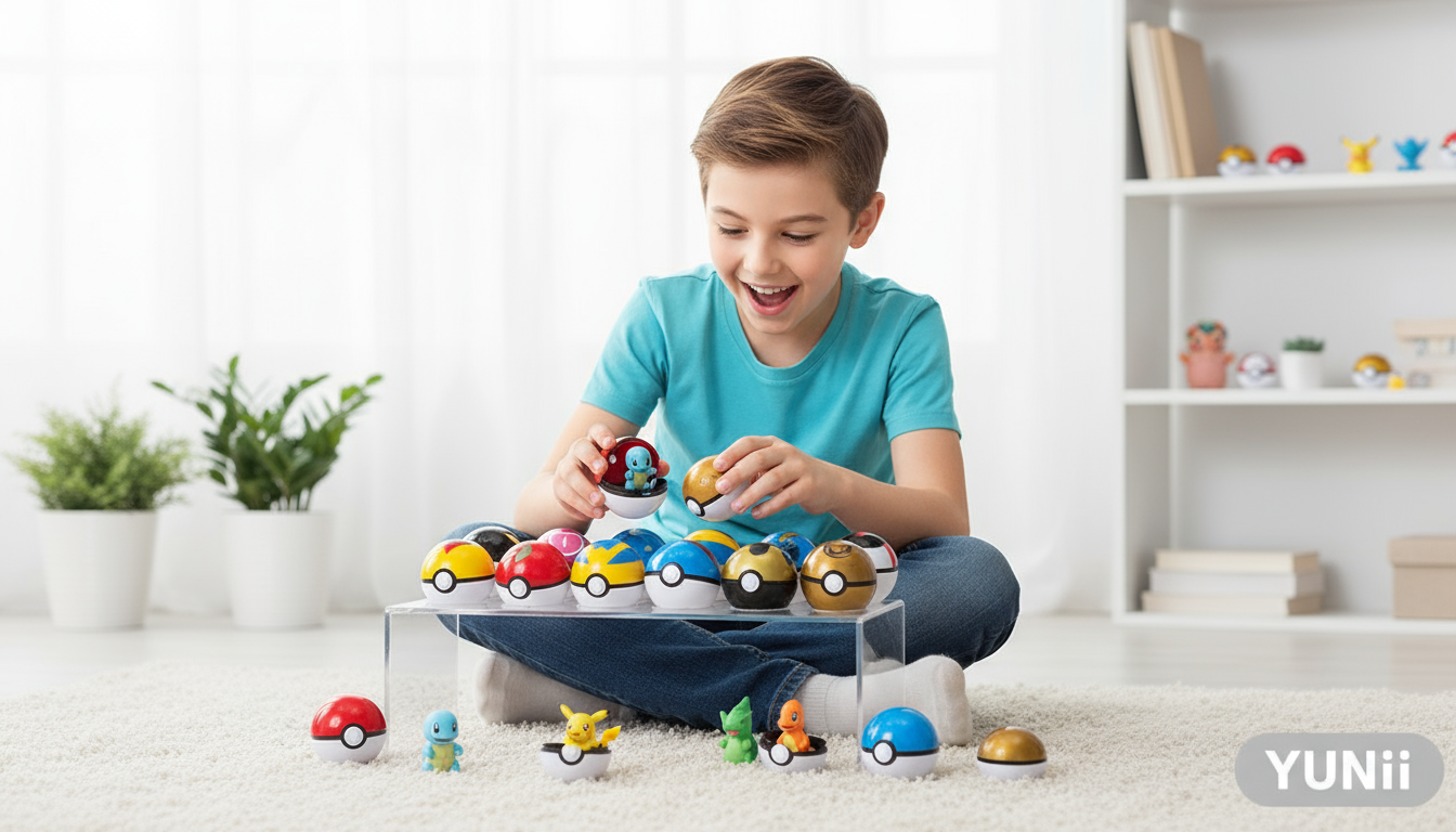 Enfant jouant avec mini Pokéball Pokémon - lifestyle YUNII