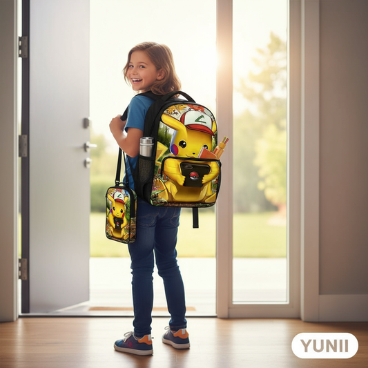 Enfant portant le sac à dos Pokémon Pikachu - lifestyle YUNII