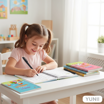 Enfant utilisant le cahier d'écriture magique - lifestyle YUNII