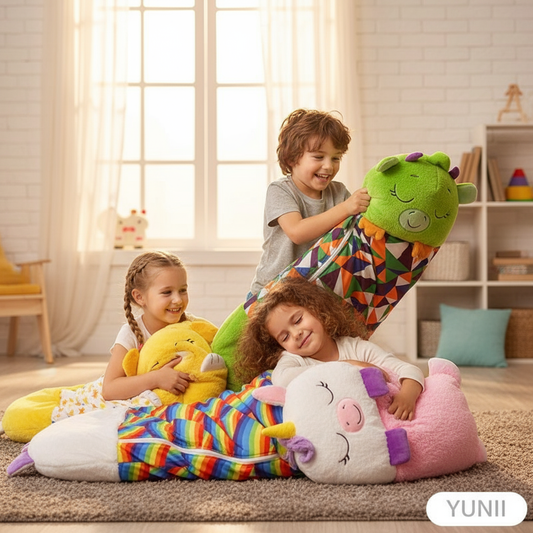 Enfants avec sacs de couchage peluche - YUNII