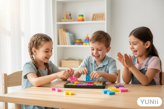 Enfants jouant avec Yunii Pop Tetris - lifestyle YUNII
