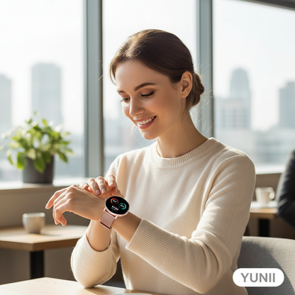 Femme portant la L-Watch smartwatch - lifestyle YUNII