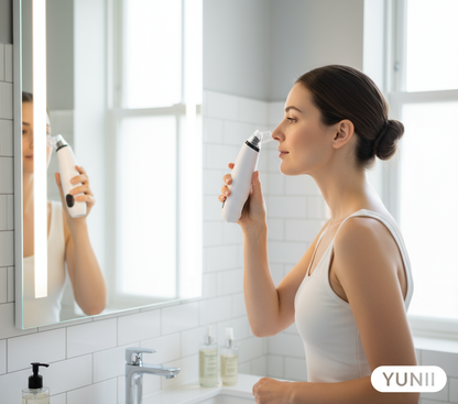 Femme utilisant l'extracteur de points noirs - lifestyle YUNII