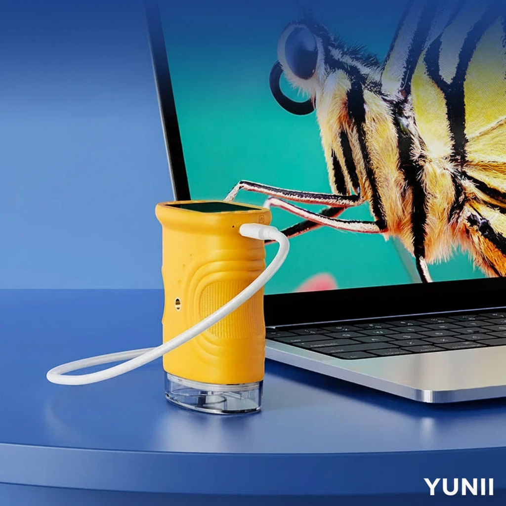 Image microscope laptop avec logo YUNII