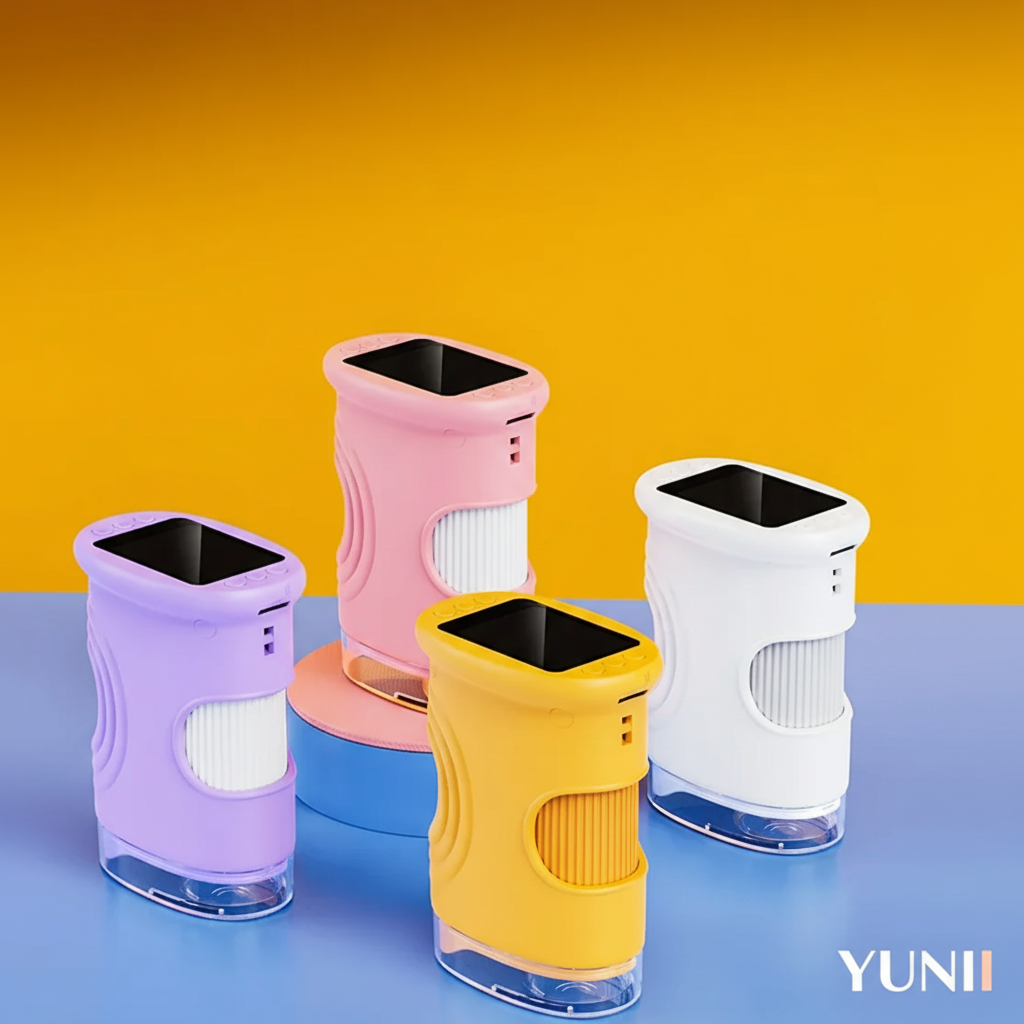 Image microscopes multicolores avec logo YUNII