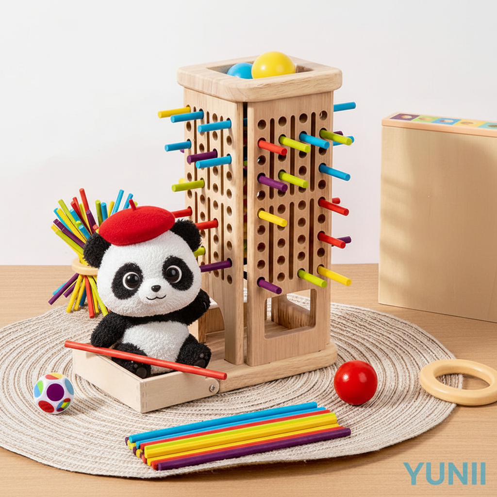 Jeu de bâtonnets en bois avec Panda YUNII - Vue d'ensemble