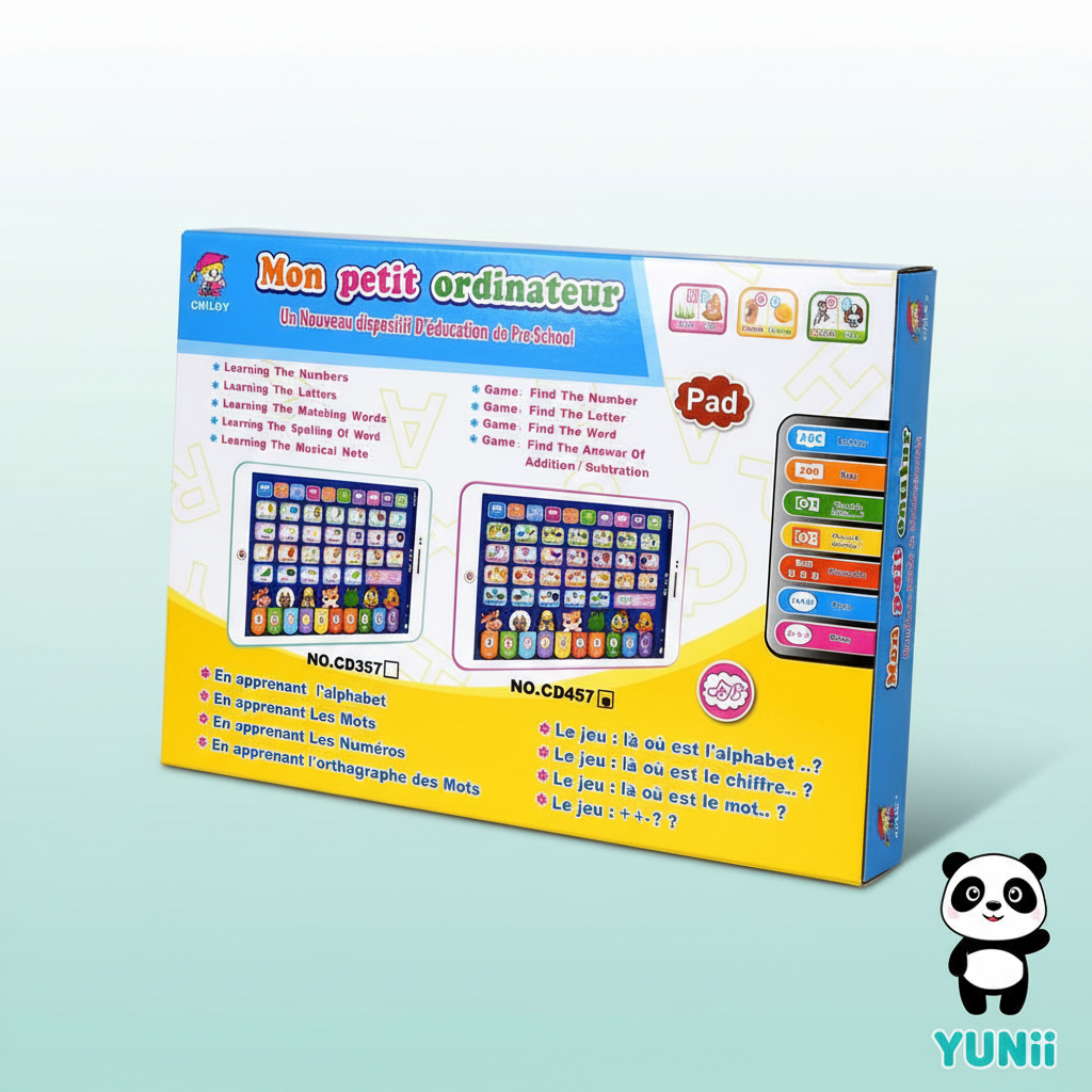 Packaging arrière tablette éducative YUNII