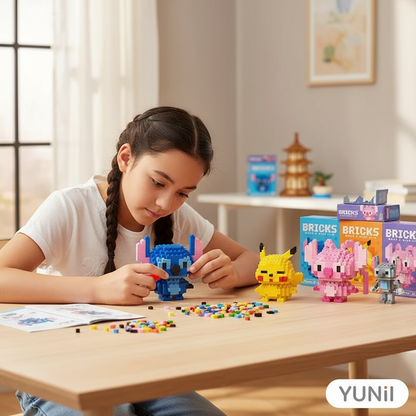 Personne construisant avec Micro Bricks 3D - lifestyle YUNII