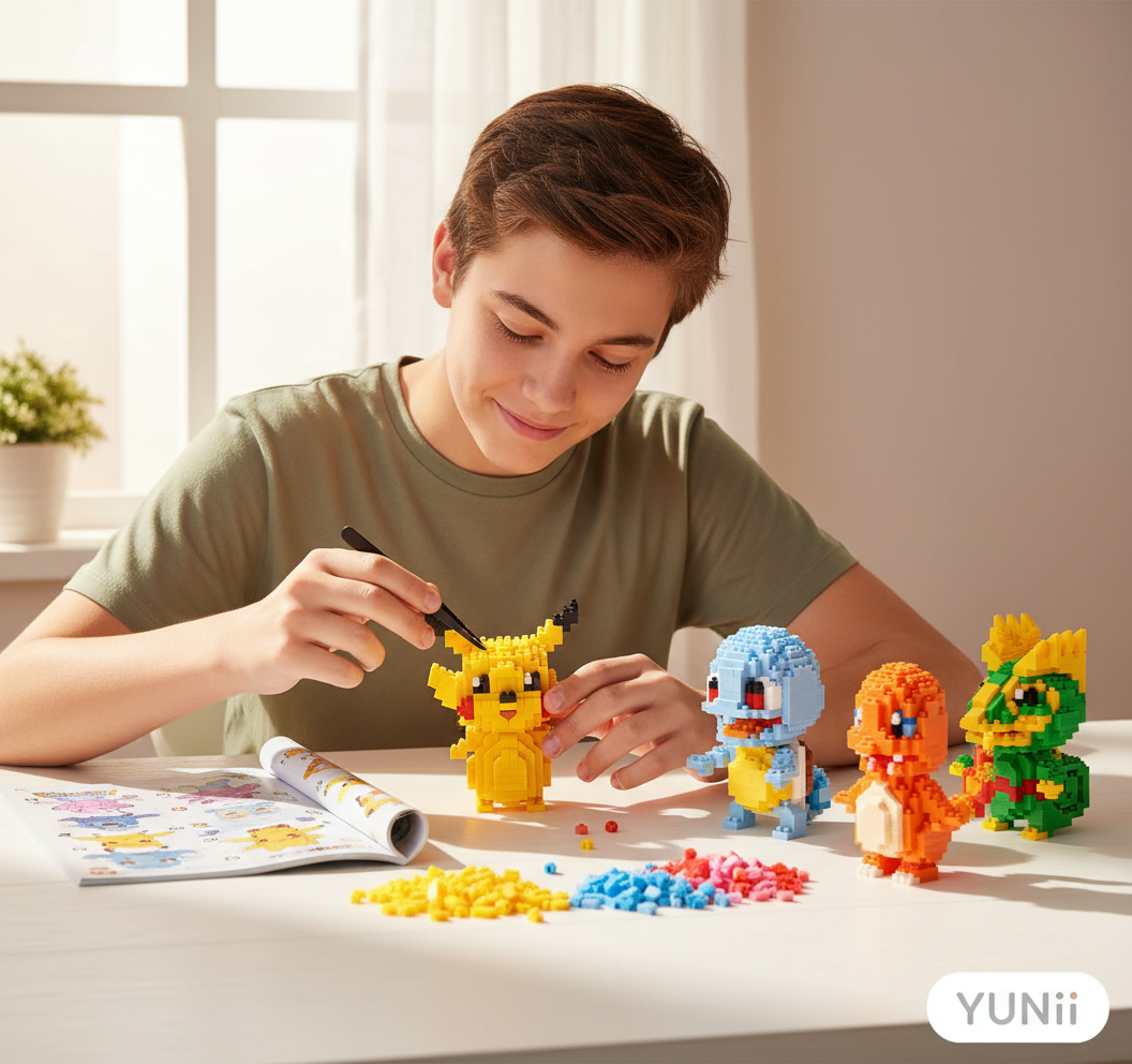 Personne construisant Pokémon en micro briques - lifestyle YUNII