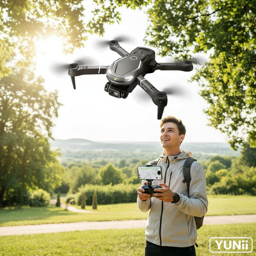 Personne pilotant le drone V88 en extérieur - lifestyle YUNII