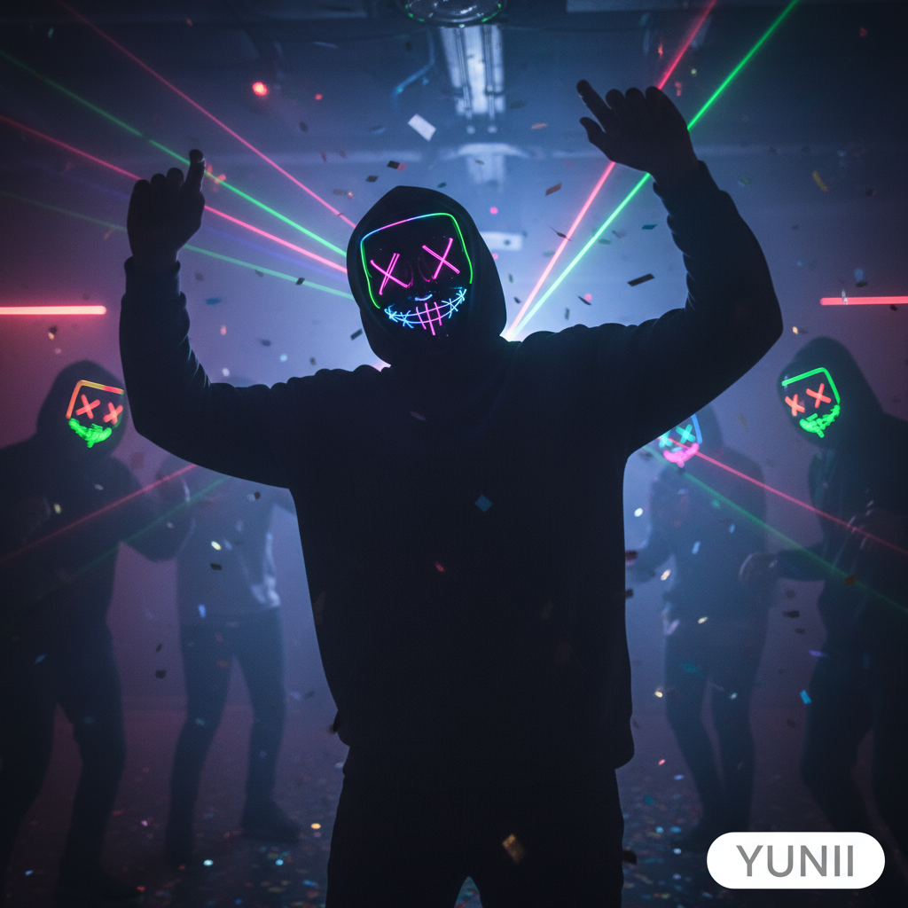 Personne portant le masque LED lumineux - lifestyle YUNII