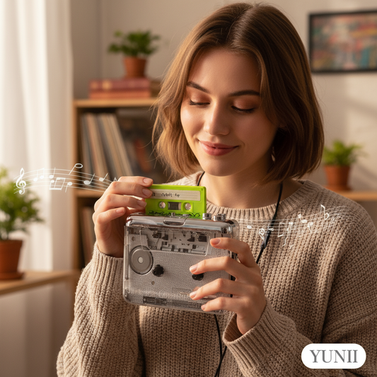 Personne tenant le Walkman cassette rétro - lifestyle YUNII