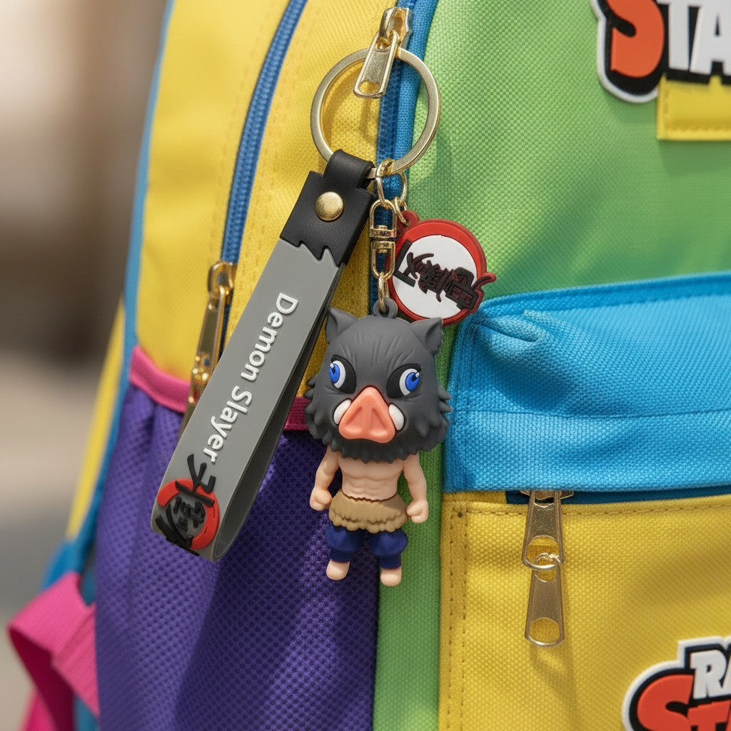 Porte-clés Demon Slayer sur sac coloré