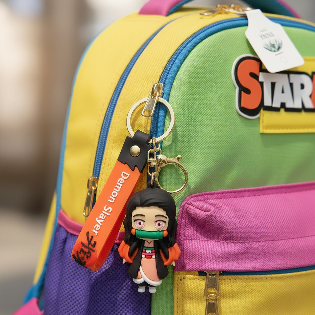 Porte-clés Demon Slayer sur sac coloré