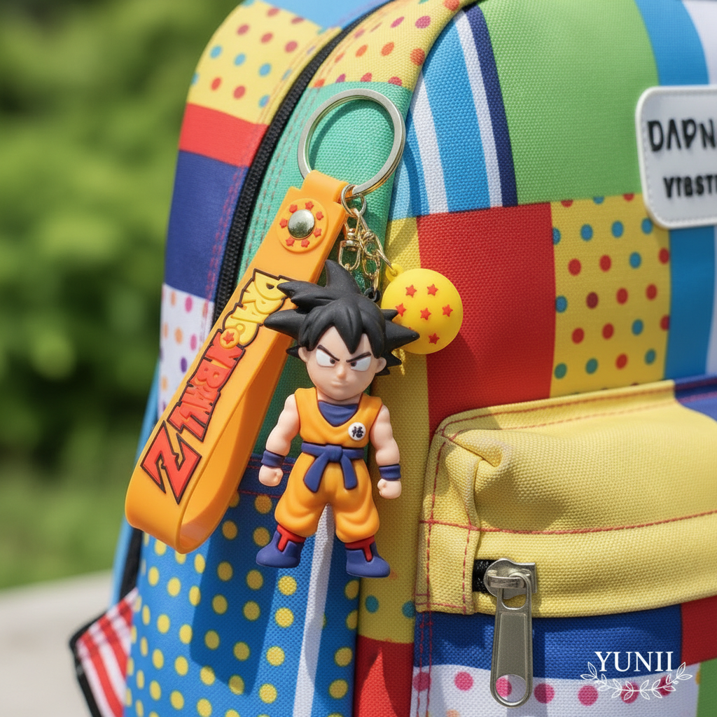 Porte-clés Goku Dragon Ball Z sur sac à dos coloré - Style YUNII