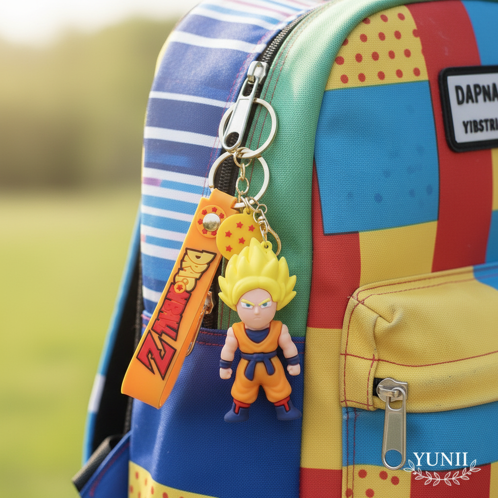 Porte-clés Goku Super Saiyan Dragon Ball Z sur sac à dos coloré - Style YUNII