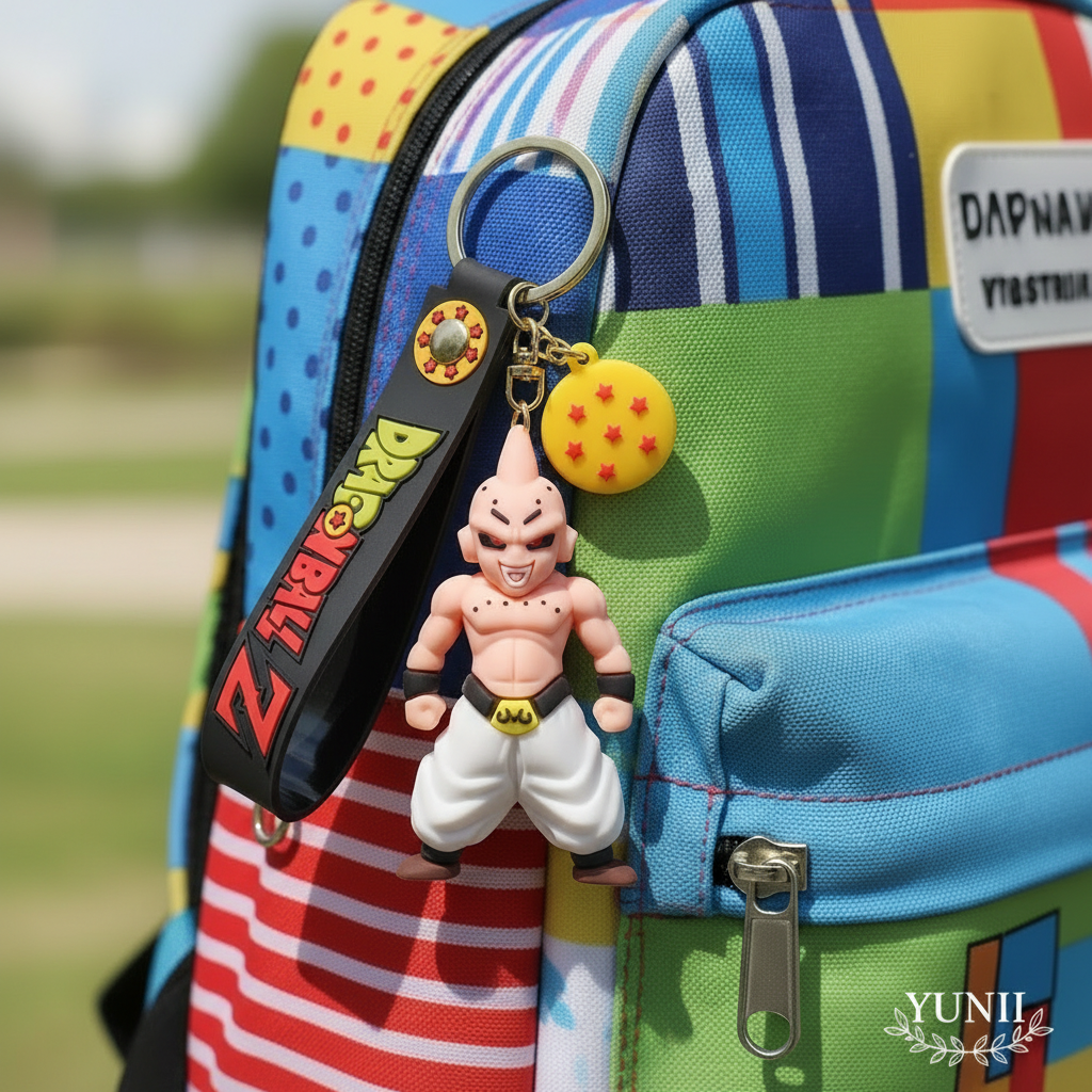 Porte-clés Majin Buu Dragon Ball Z sur sac à dos coloré - Style YUNII