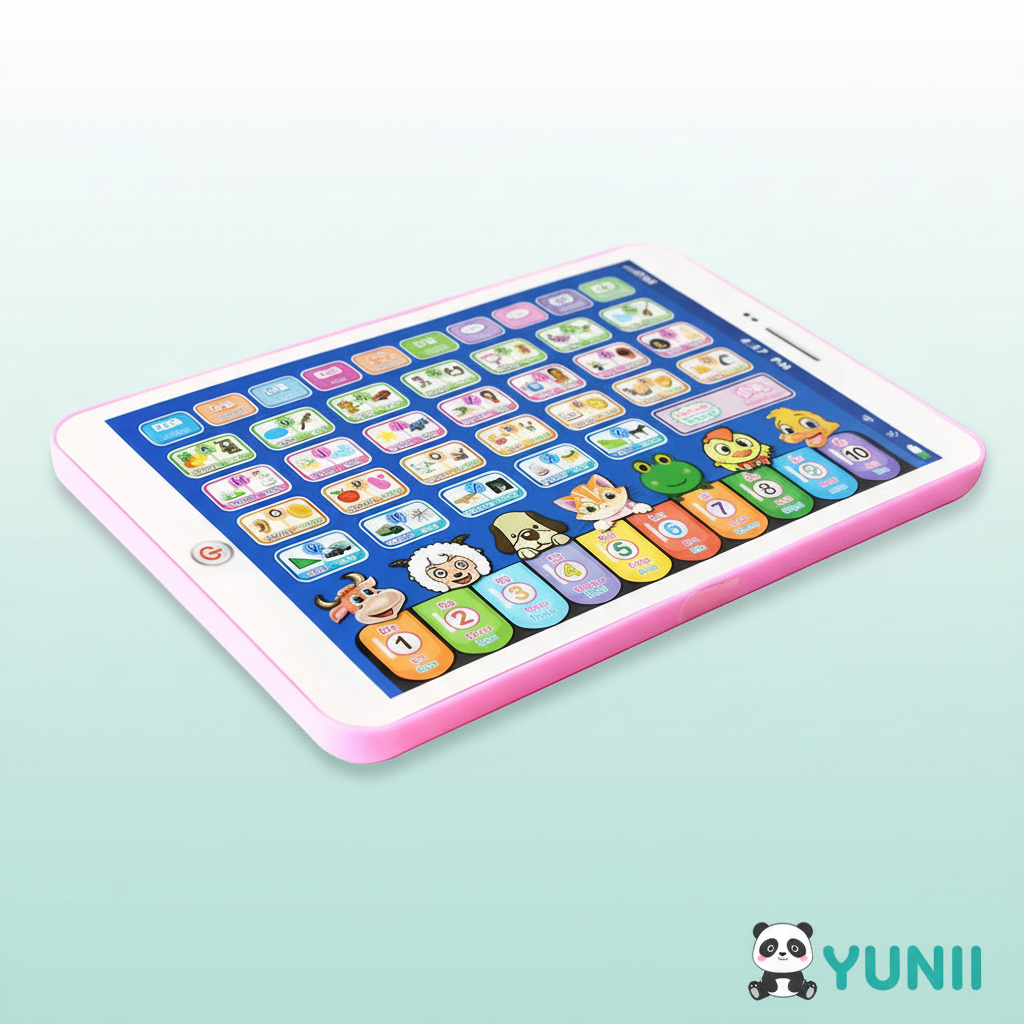 Tablette éducative rose YUNII - vue angle