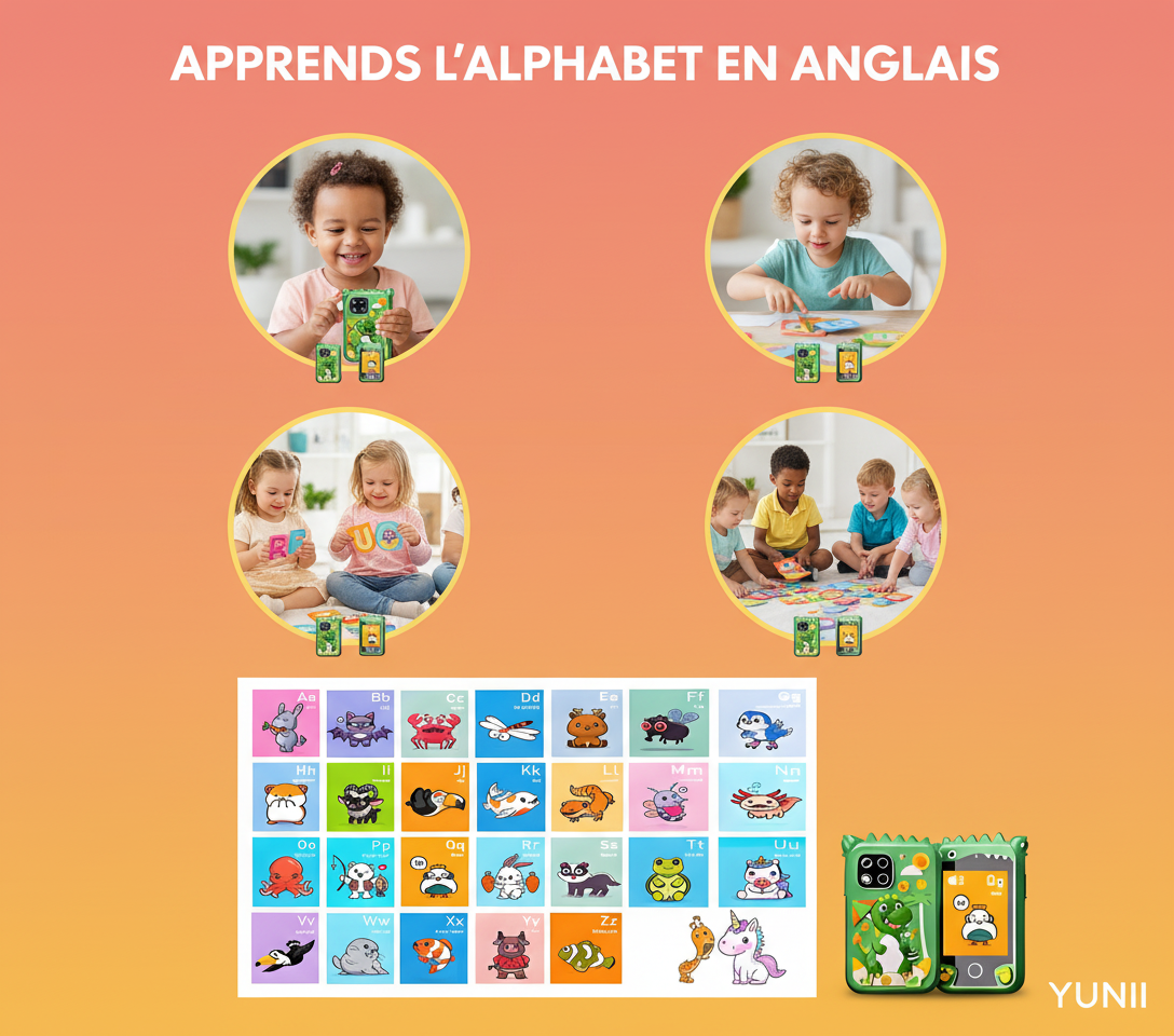 Telephone dinosaure apprends alphabet en anglais cartes YUNII